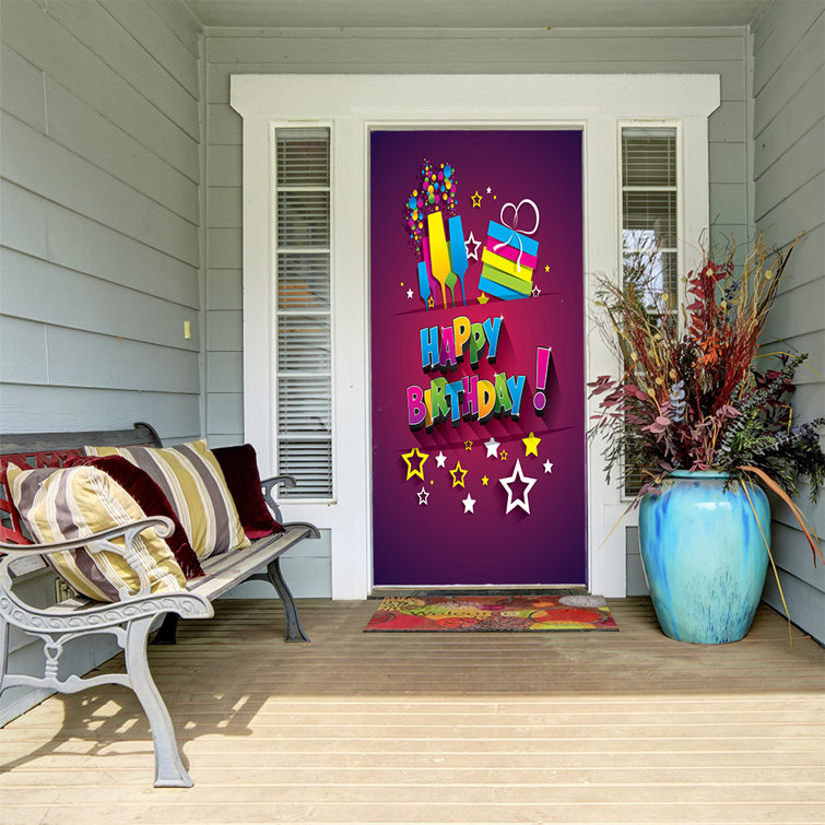 The Holiday Aisle® Happy Birthday Background Door Mural Wayfair